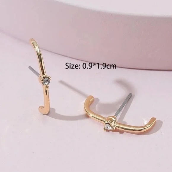 gold Rhinestone Ear Cuff Stud Earrings - Picture 2 of 2